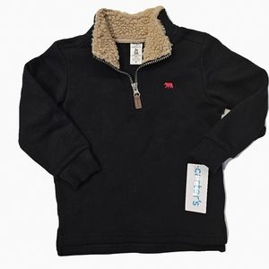 Boys 3T Carter's pullover sweatshirt jacket with faux fur trim Brand New! Black